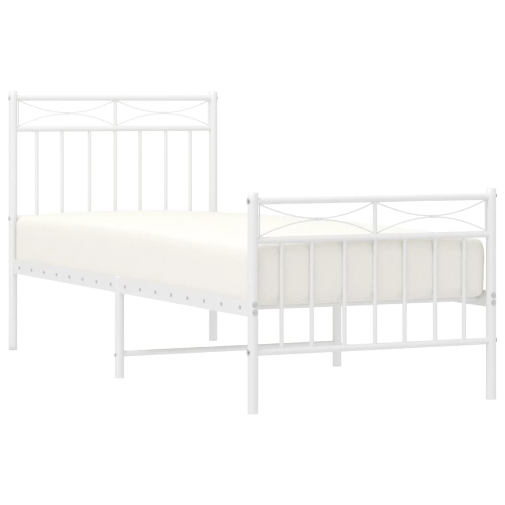 Bed frame with head and footboard metal white 80x200 cm