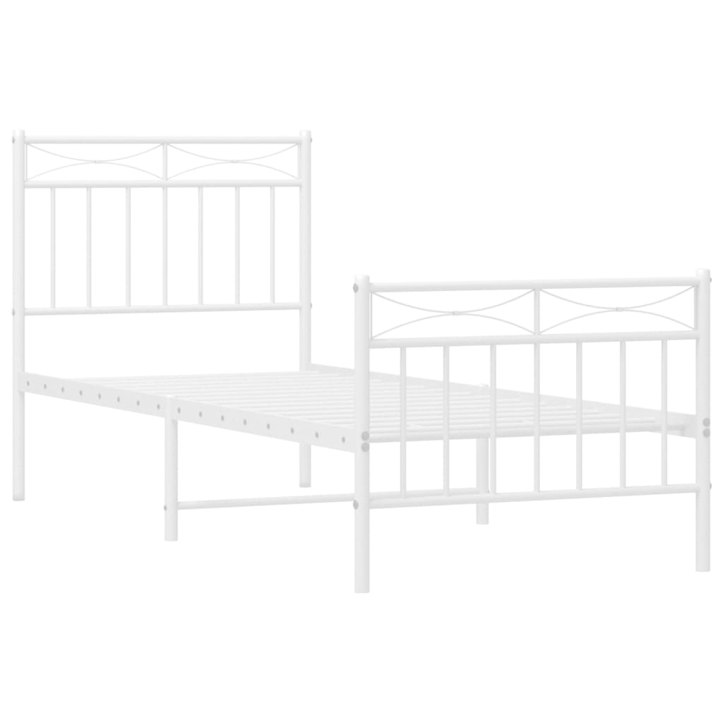 Bed frame with head and footboard metal white 80x200 cm