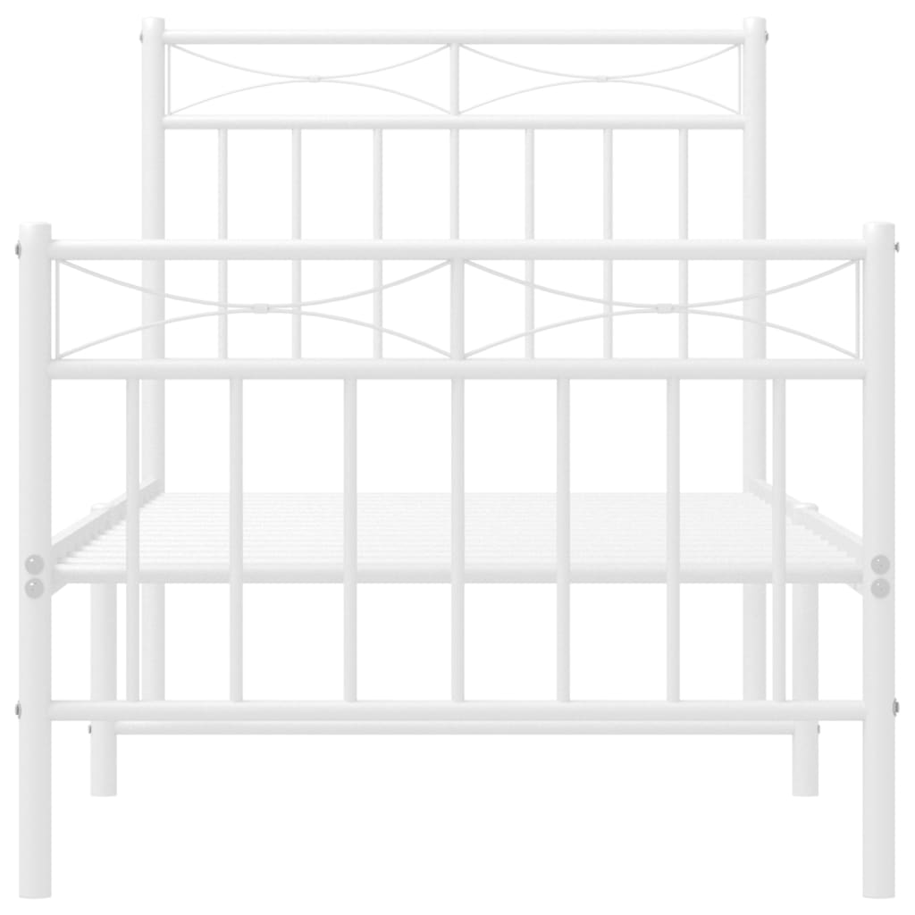 Bed frame with head and footboard metal white 80x200 cm