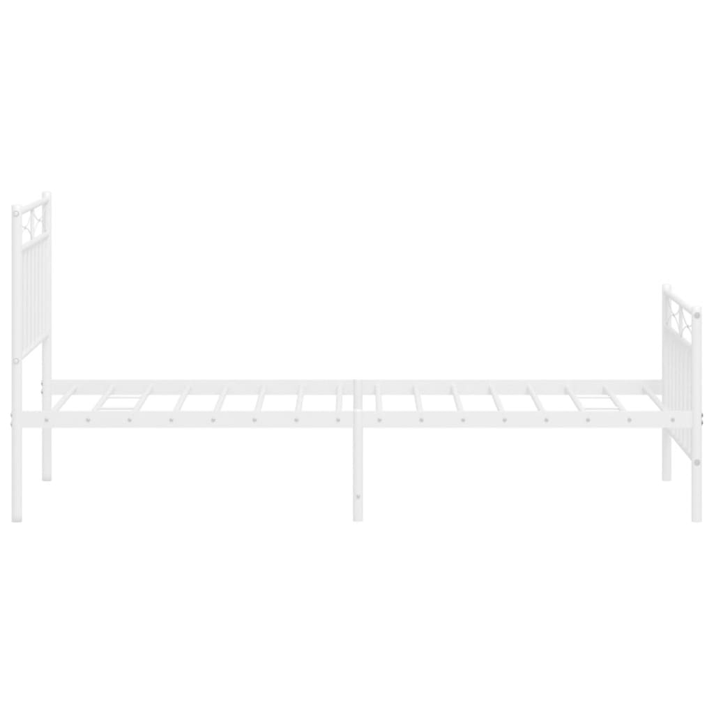 Bed frame with head and footboard metal white 80x200 cm