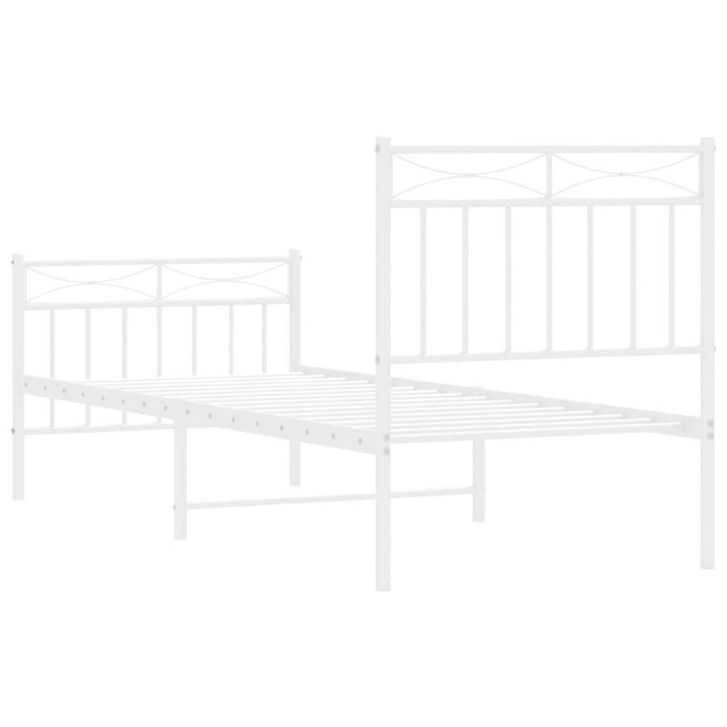 Bed frame with head and footboard metal white 80x200 cm