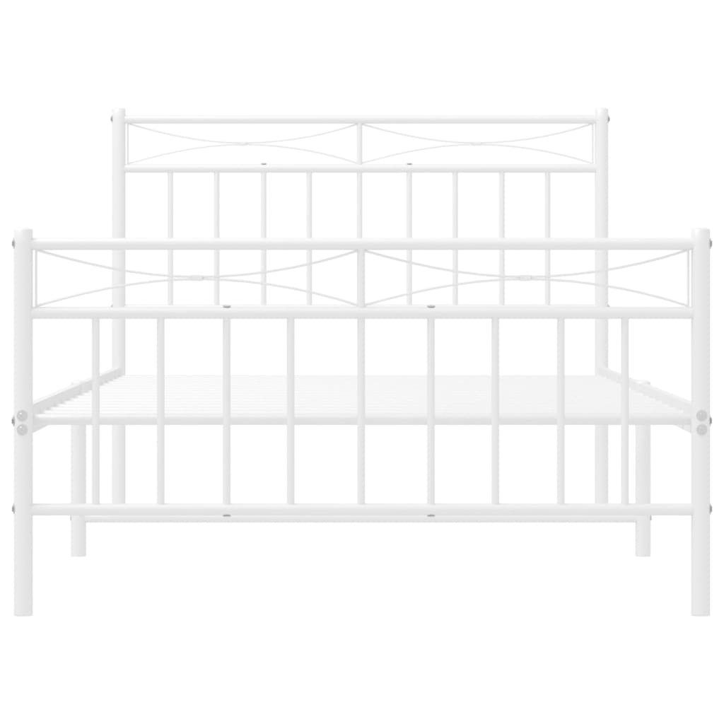 Bed frame with head and footboard metal white 100x200 cm