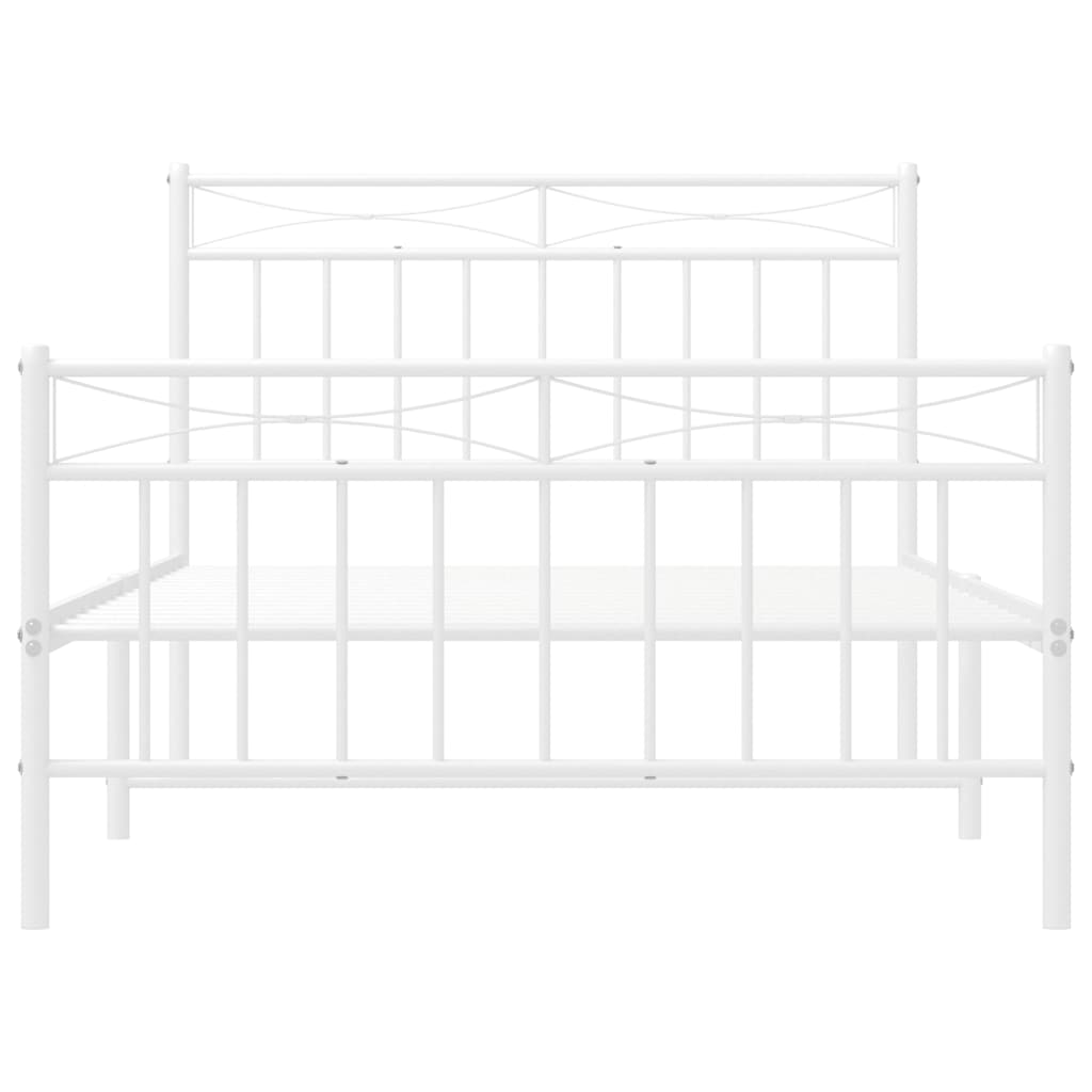 Bed frame with head and footboard metal white 100x200 cm