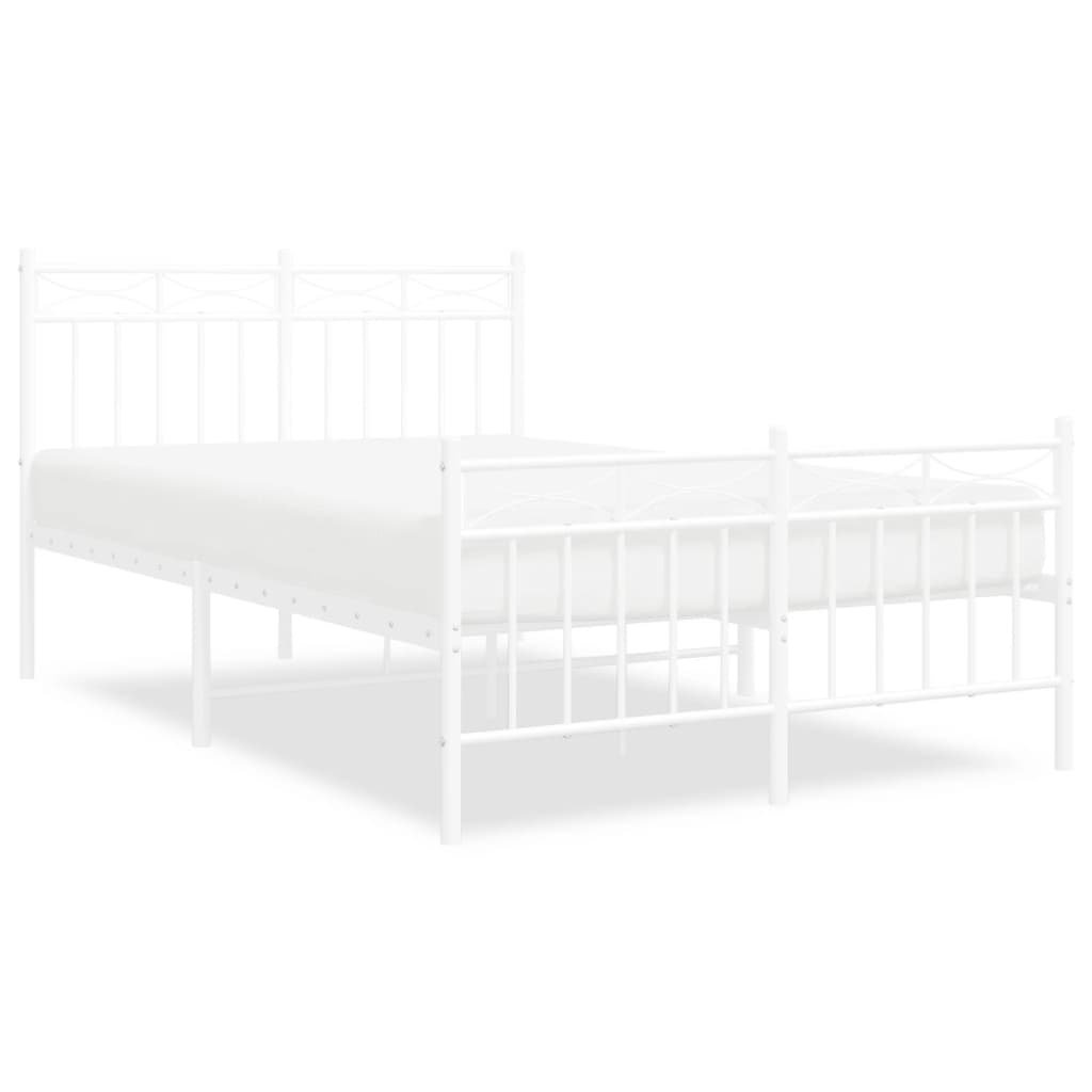 Bed frame with head and footboard metal white 120x200 cm