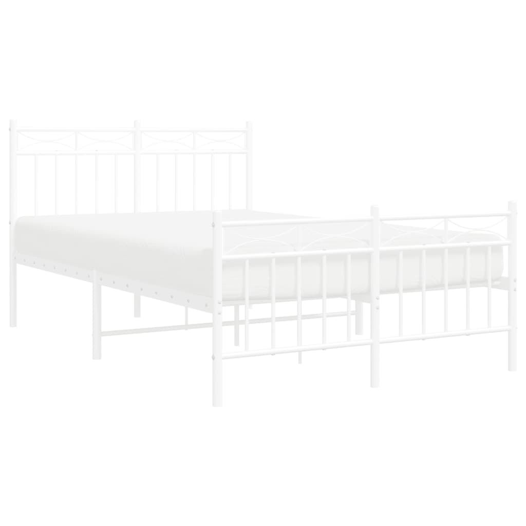 Bed frame with head and footboard metal white 120x200 cm