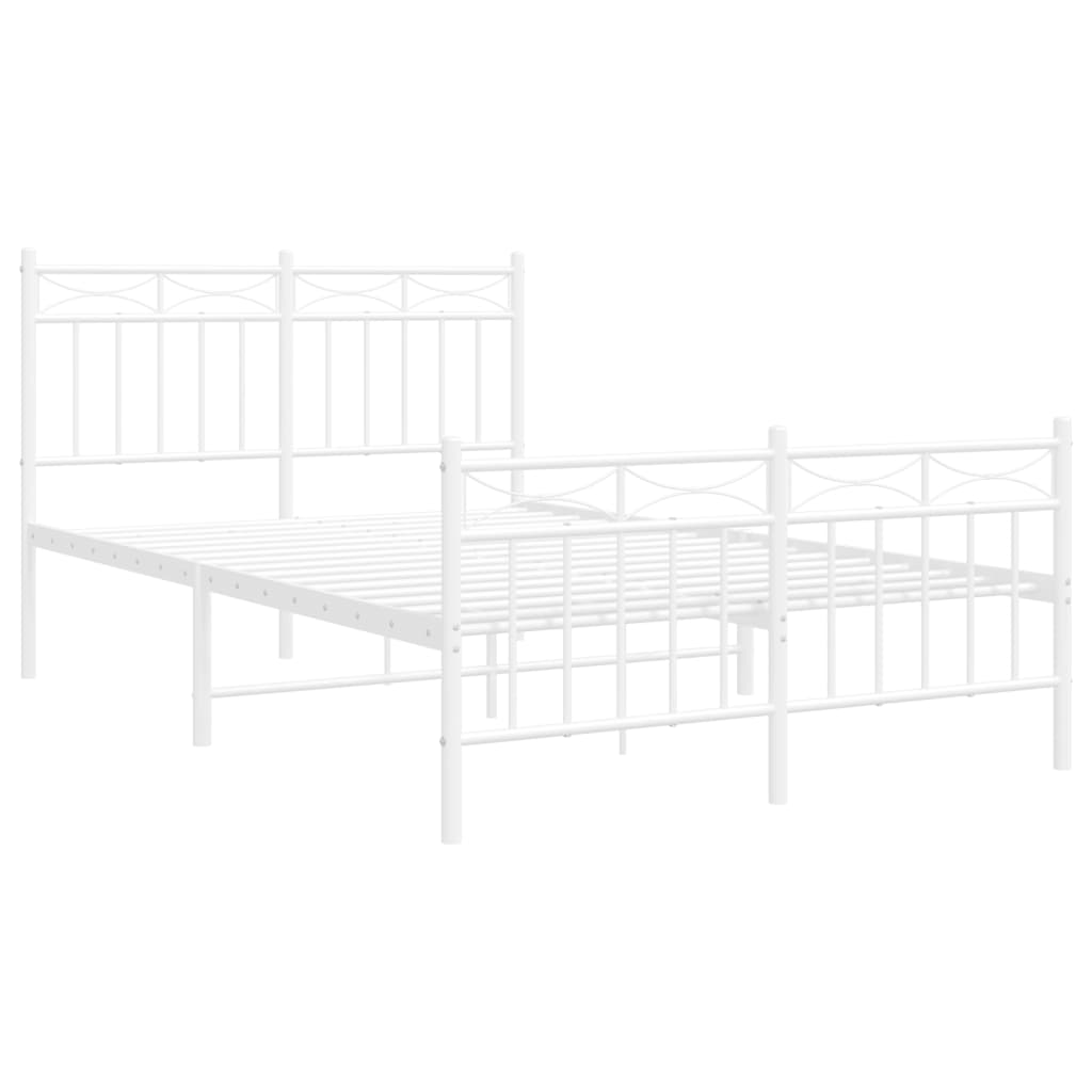 Bed frame with head and footboard metal white 120x200 cm