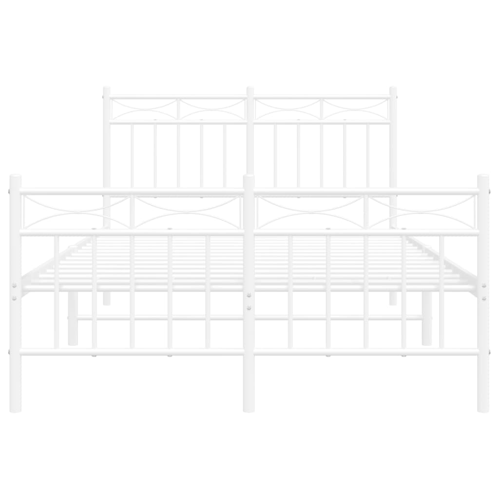 Bed frame with head and footboard metal white 120x200 cm