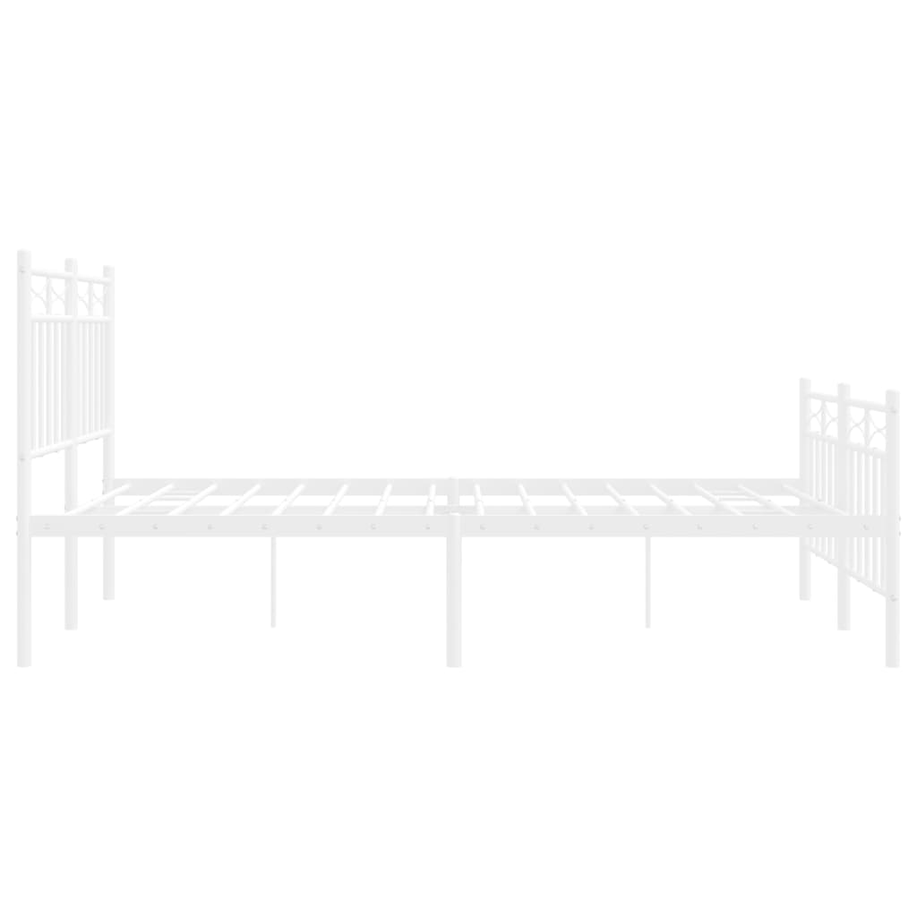 Bed frame with head and footboard metal white 120x200 cm