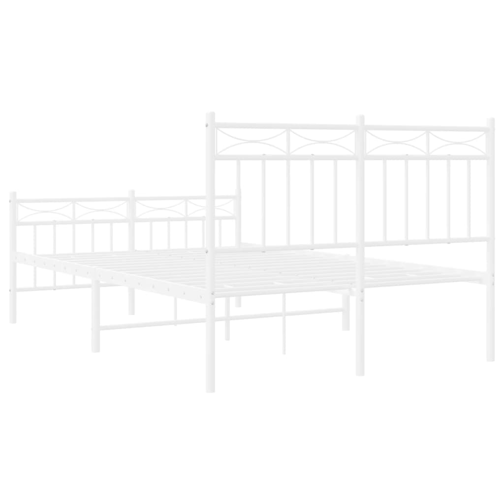 Bed frame with head and footboard metal white 120x200 cm