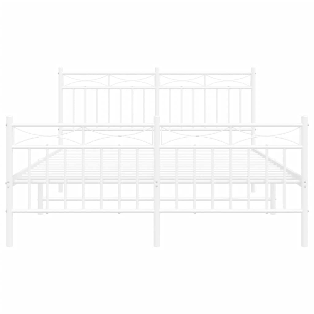 Bed frame with head and footboard metal white 140x190 cm