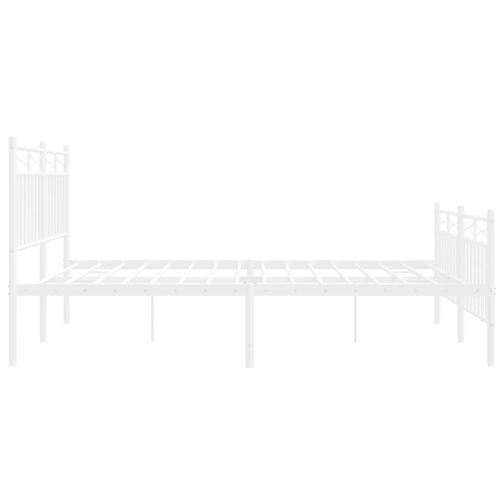 Bed frame with head and footboard metal white 140x190 cm