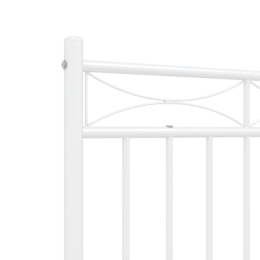 Bed frame with head and footboard metal white 140x190 cm