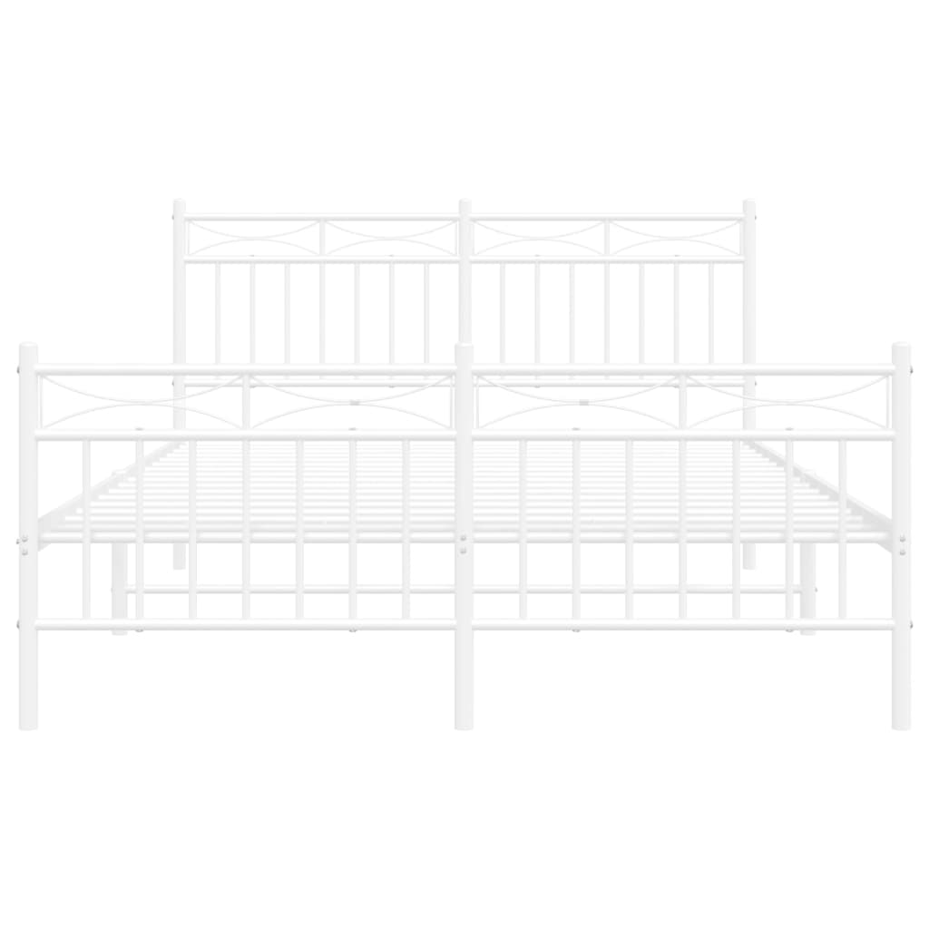 Bed frame with head and footboard metal white 140x200 cm