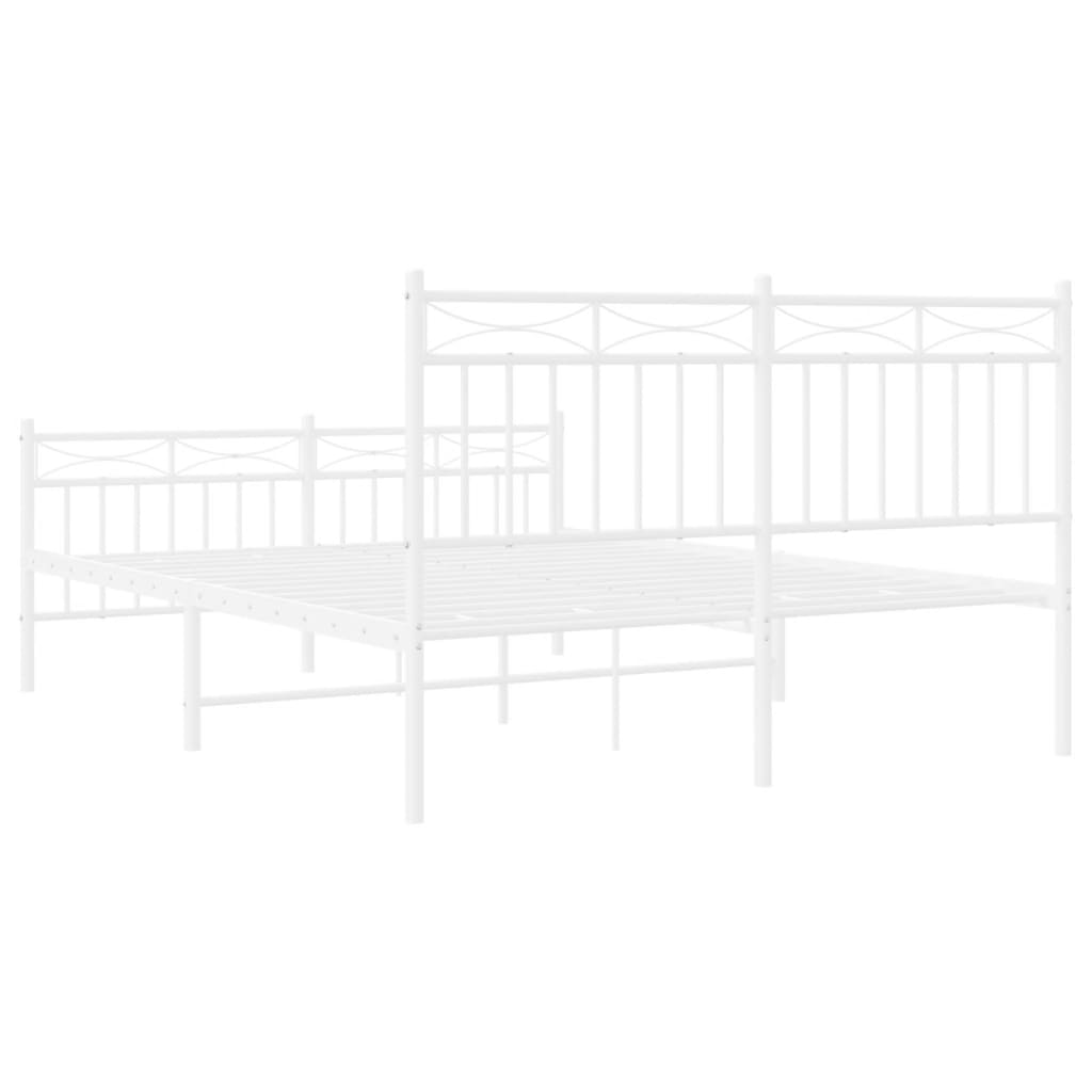 Bed frame with head and footboard metal white 140x200 cm