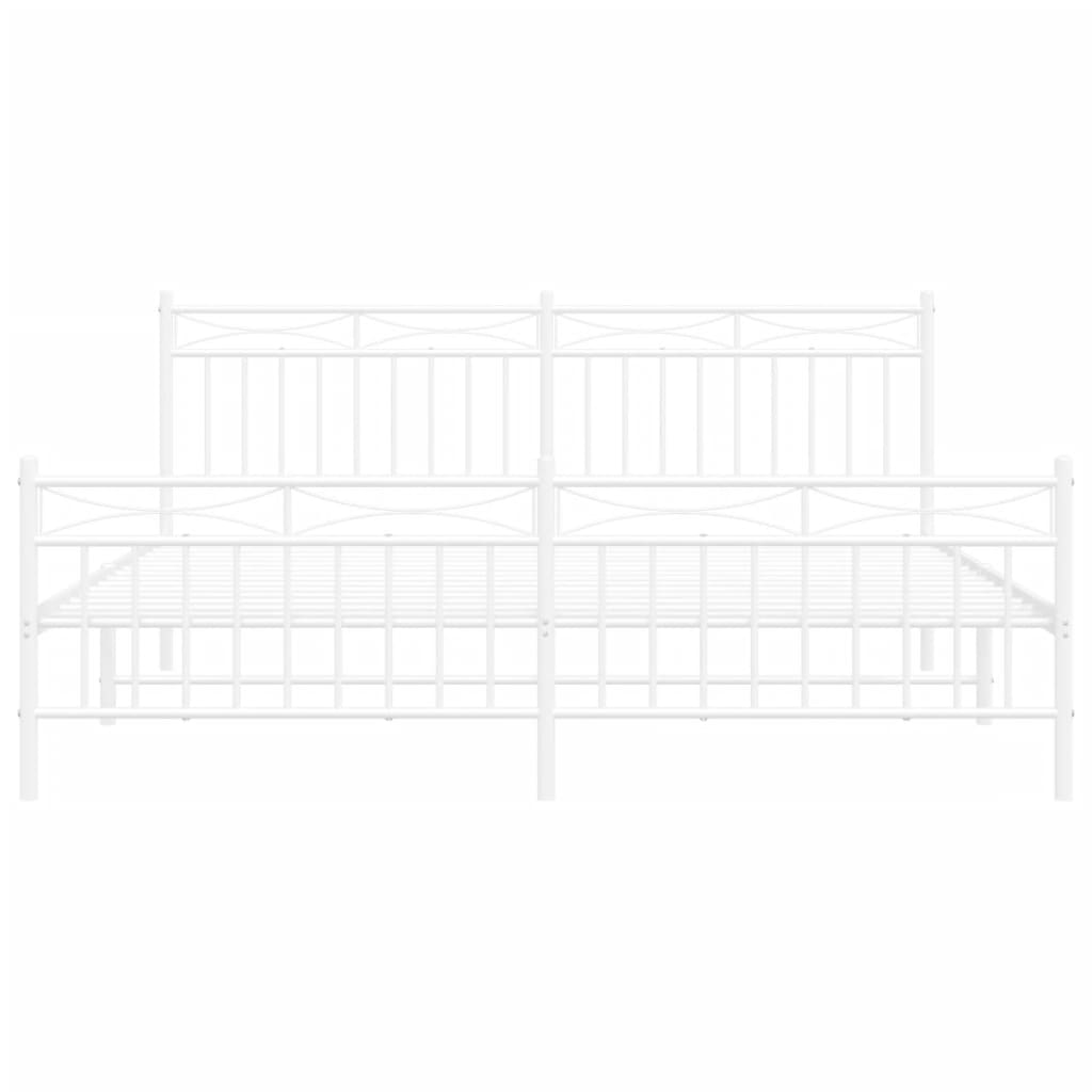 Bed frame with head and footboard metal white 180x200 cm