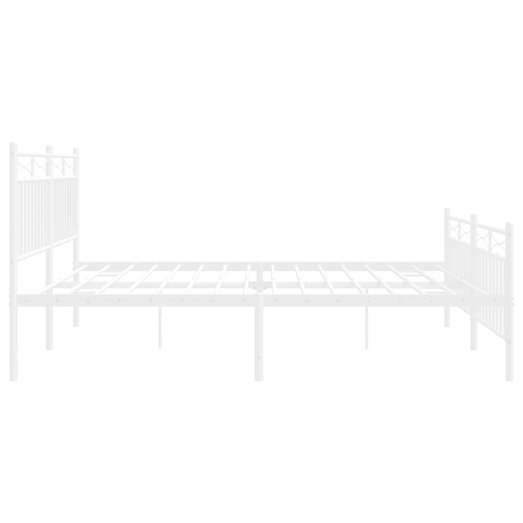 Bed frame with head and footboard metal white 180x200 cm