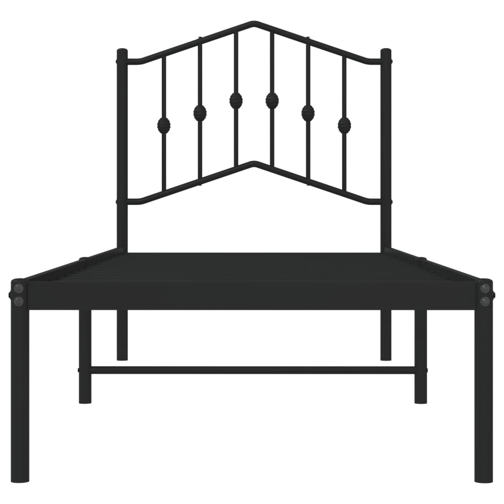 Bed frame with headboard metal black 75x190 cm