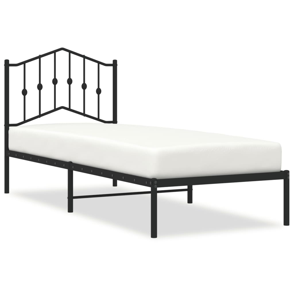 Bed frame with headboard metal black 80x200 cm