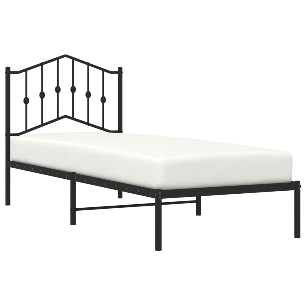 Bed frame with headboard metal black 80x200 cm