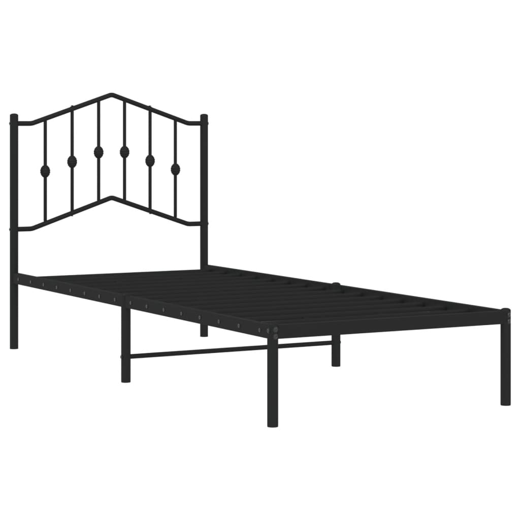 Bed frame with headboard metal black 80x200 cm