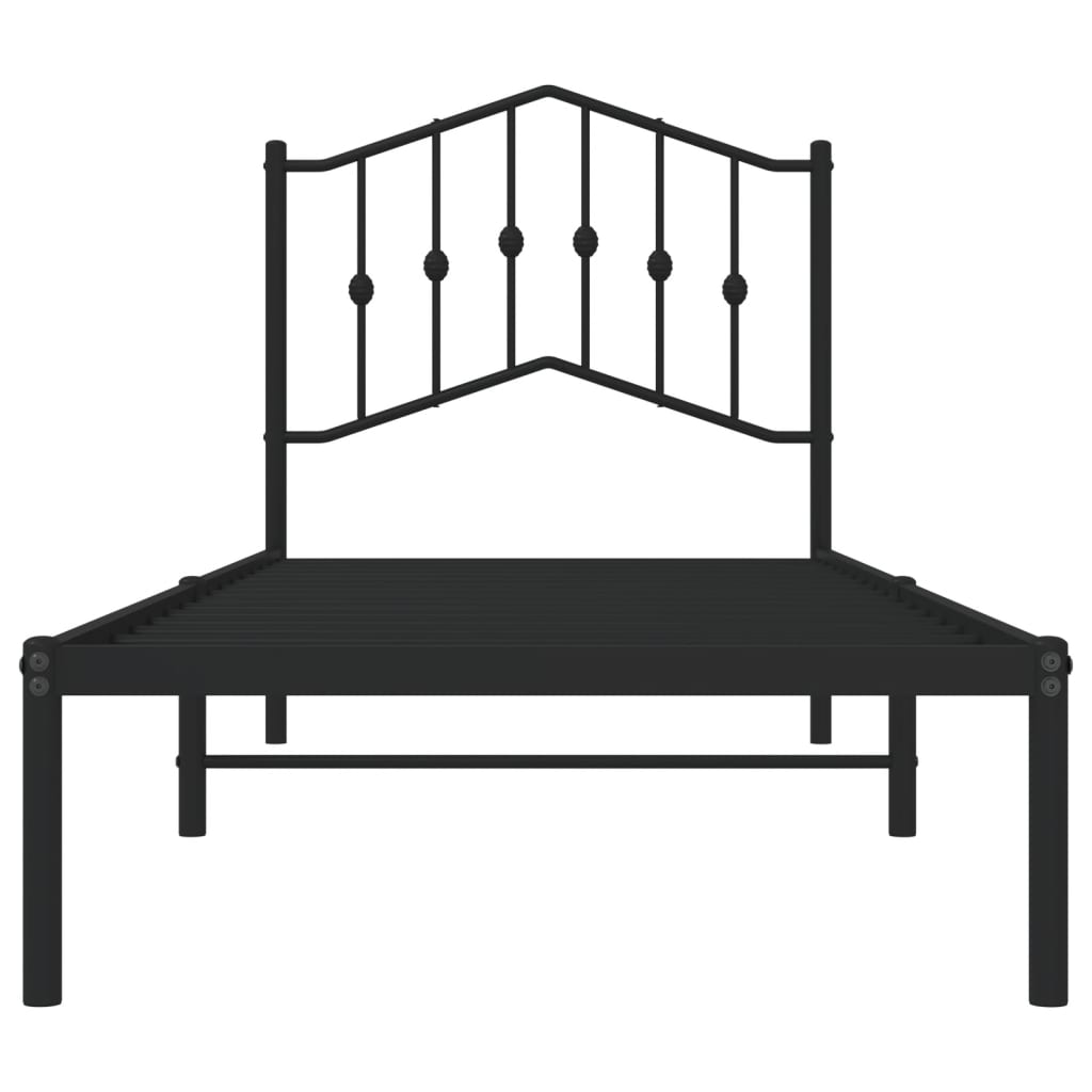 Bed frame with headboard metal black 80x200 cm