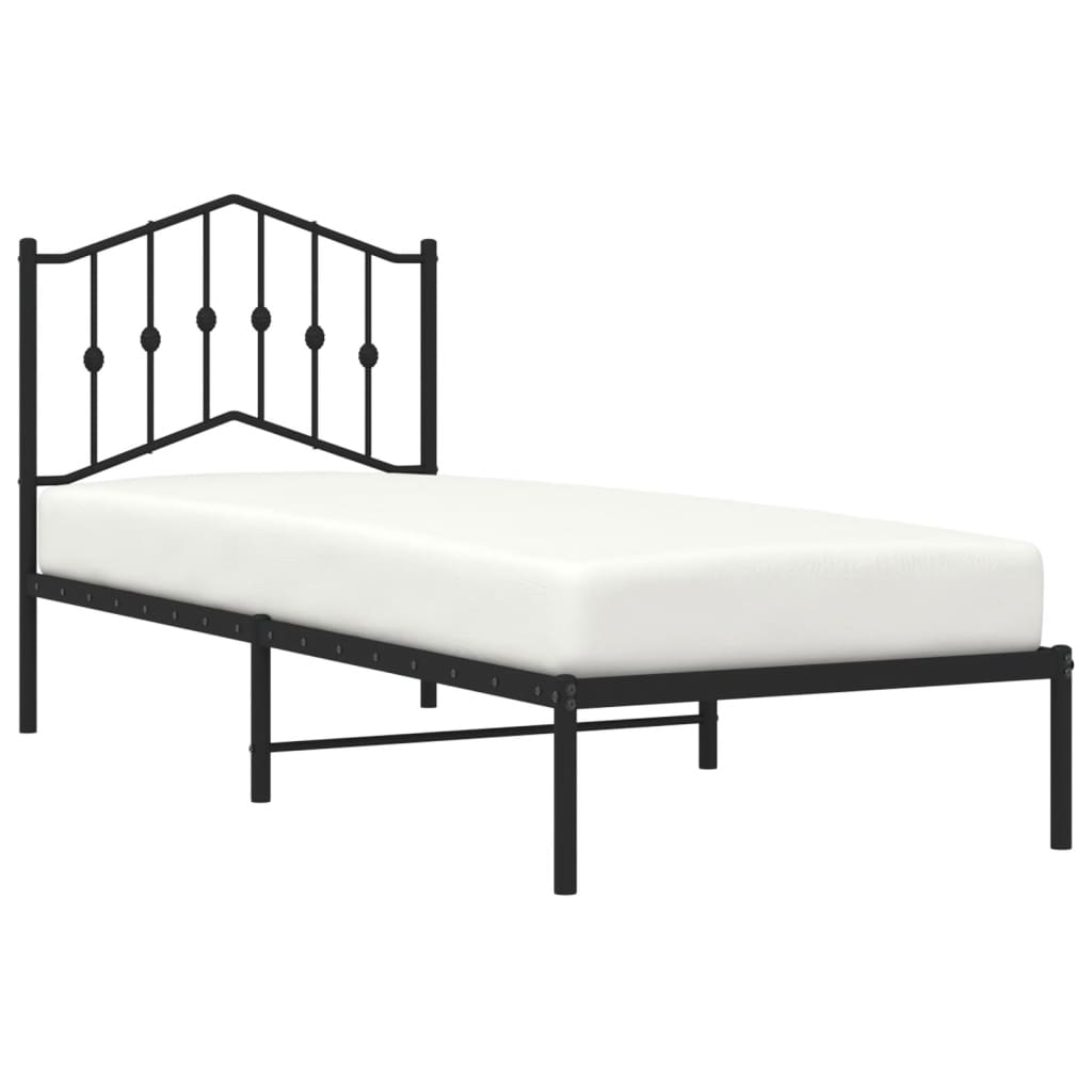 Bed frame with headboard metal black 90x190 cm