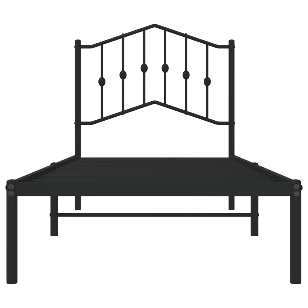 Bed frame with headboard metal black 90x190 cm