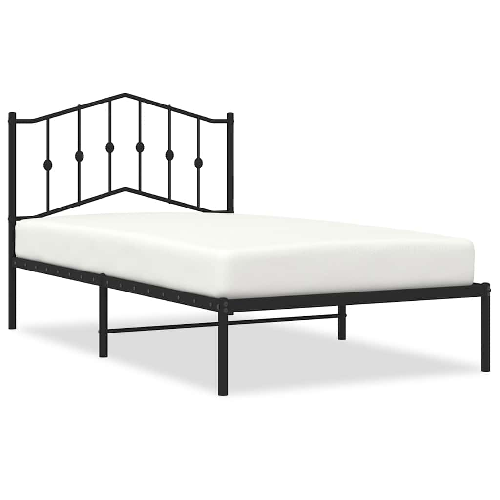 Bed frame with headboard metal black 100x190 cm