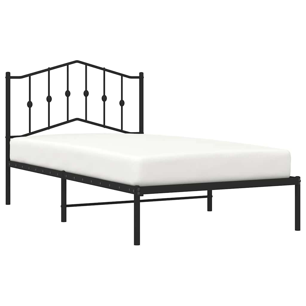 Bed frame with headboard metal black 100x190 cm