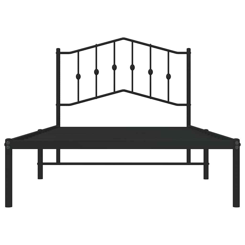 Bed frame with headboard metal black 100x190 cm