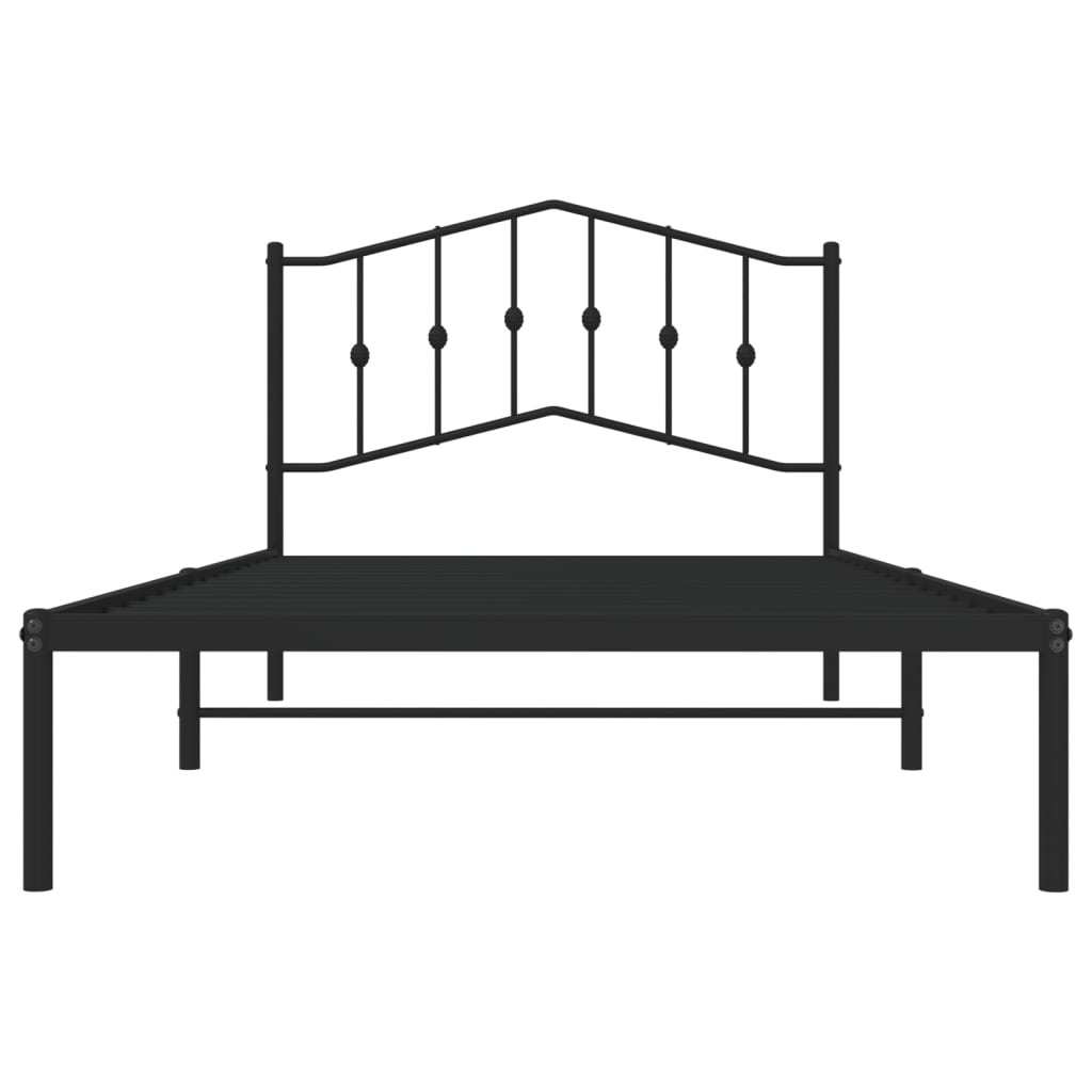 Bed frame with headboard metal black 107x203 cm