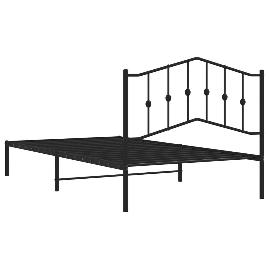 Bed frame with headboard metal black 107x203 cm