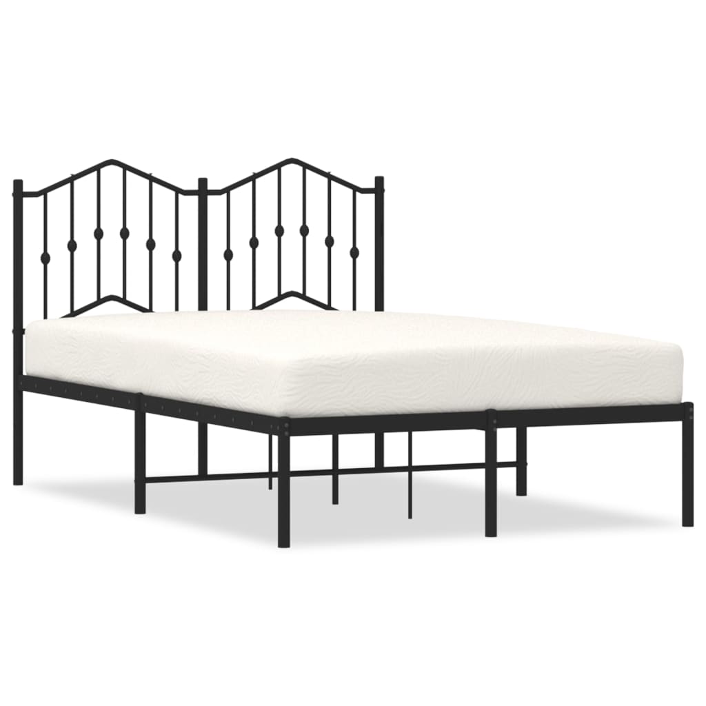 Bed frame with headboard metal black 120x190 cm