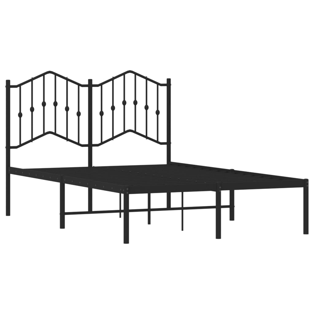 Bed frame with headboard metal black 120x190 cm