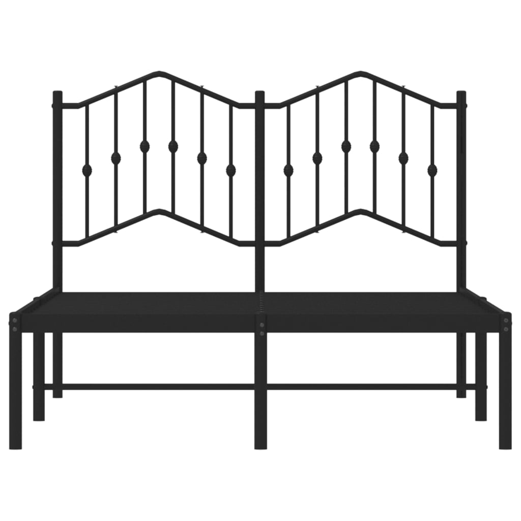 Bed frame with headboard metal black 120x190 cm