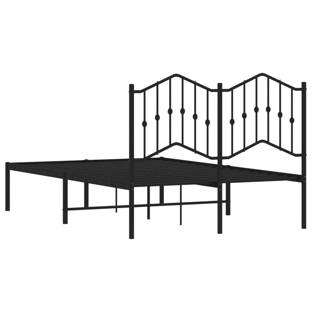 Bed frame with headboard metal black 120x190 cm