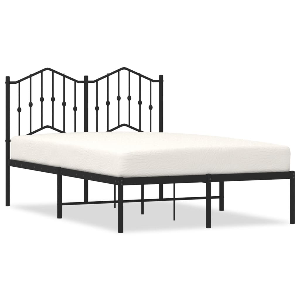 Bed frame with headboard metal black 120x200 cm