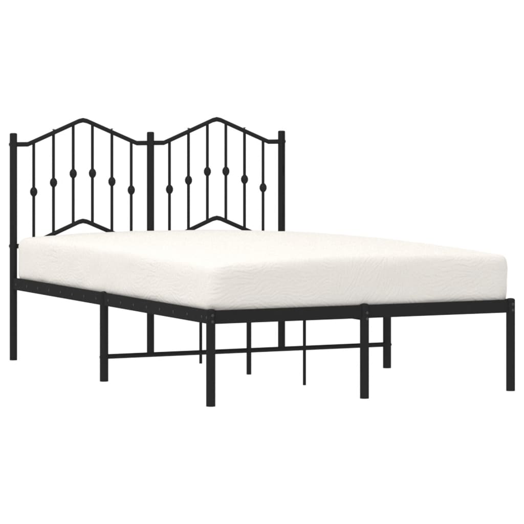 Bed frame with headboard metal black 120x200 cm