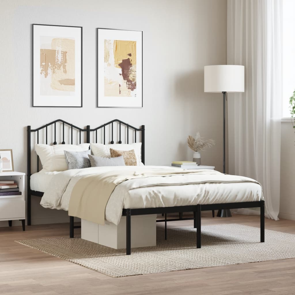 Bed frame with headboard metal black 120x200 cm