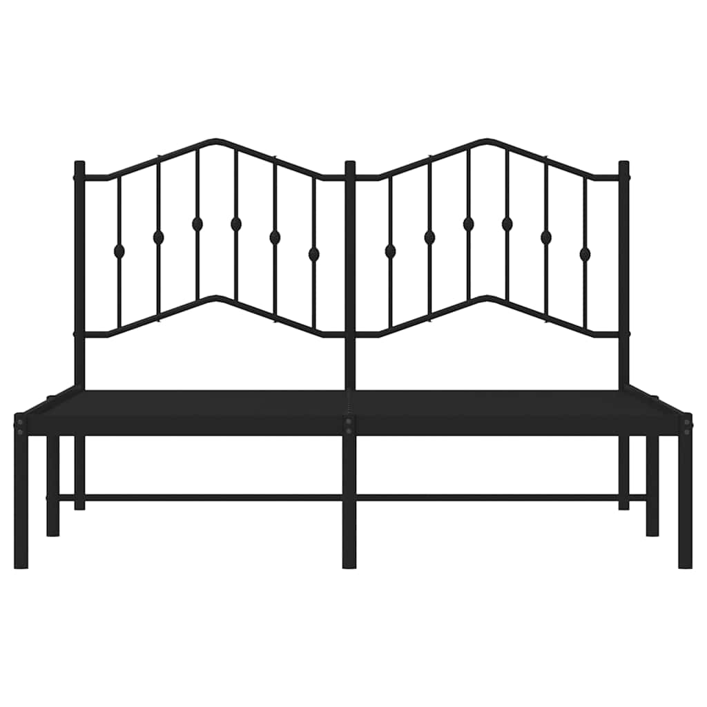 Bed frame with headboard metal black 135x190 cm