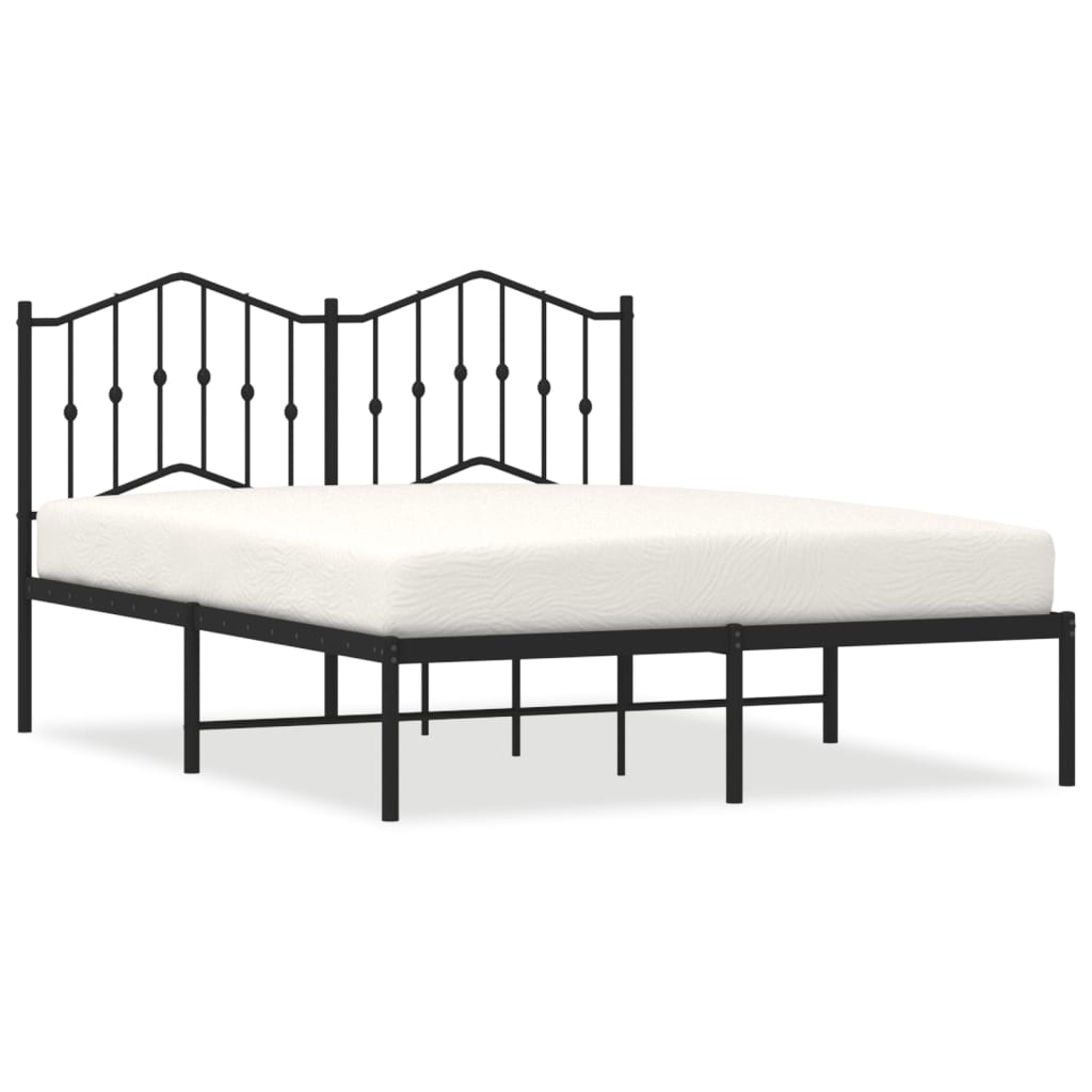 Bed frame with headboard metal black 140x200 cm