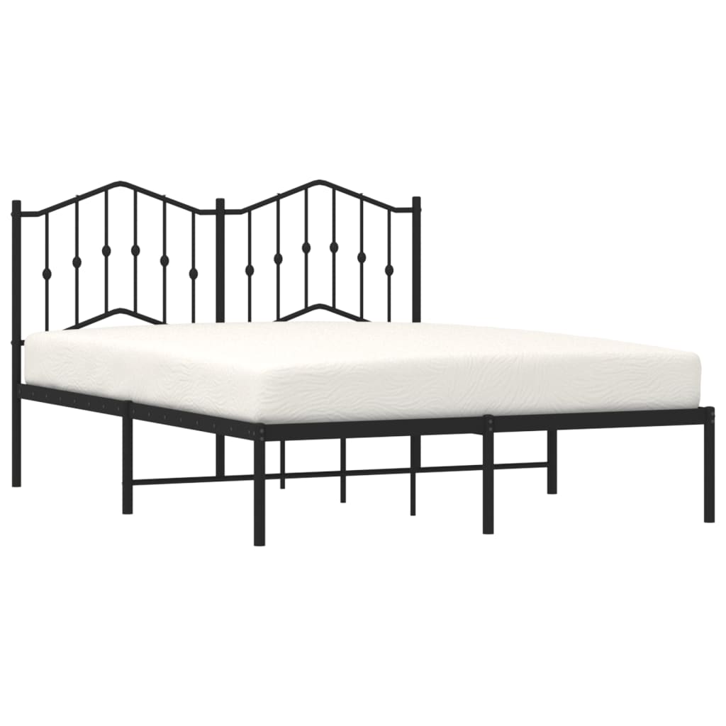 Bed frame with headboard metal black 140x200 cm