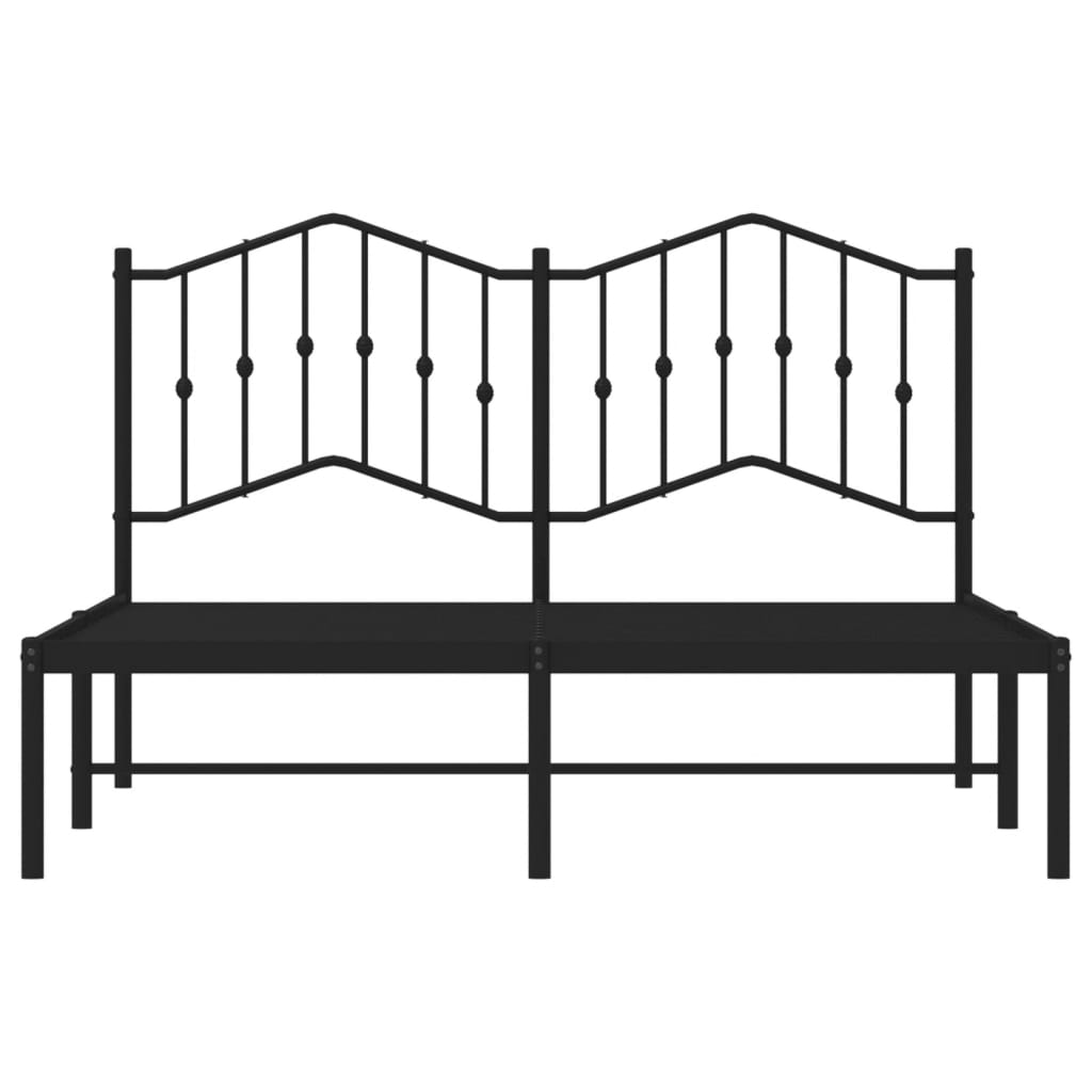 Bed frame with headboard metal black 140x200 cm