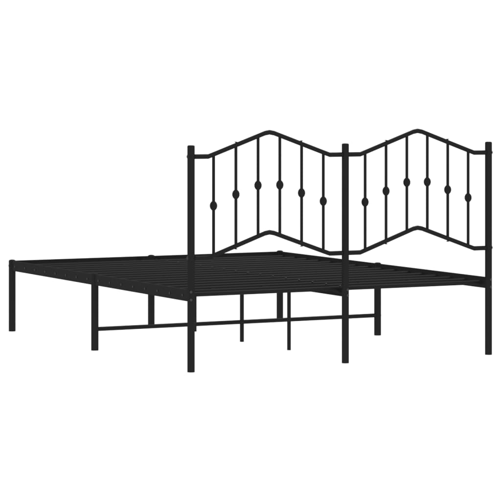 Bed frame with headboard metal black 140x200 cm