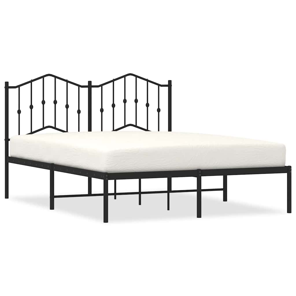 Bed frame with headboard metal black 150x200 cm