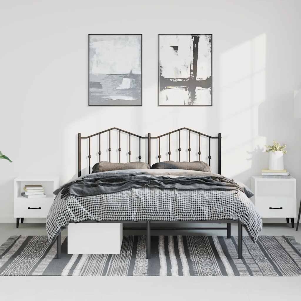 Bed frame with headboard metal black 150x200 cm