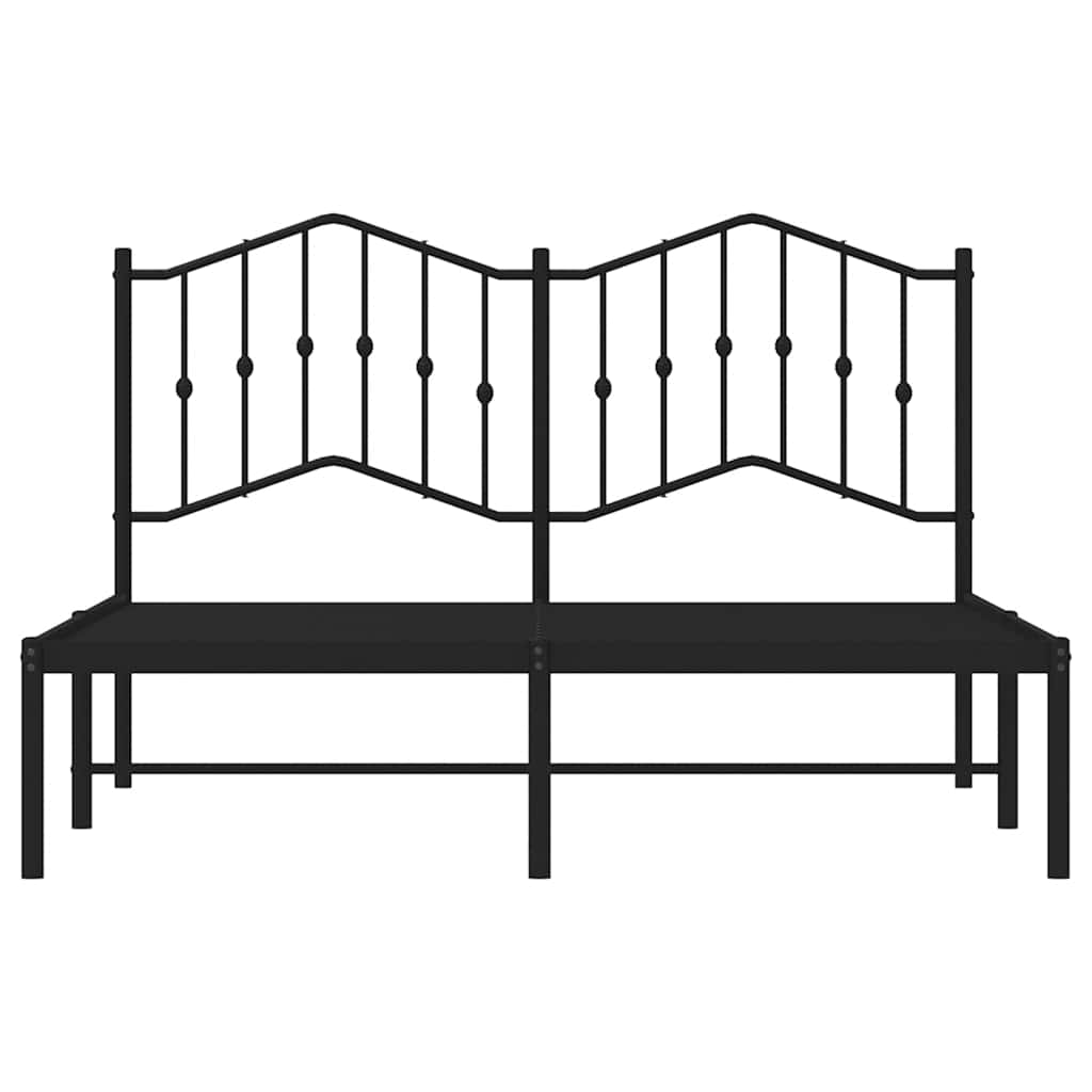 Bed frame with headboard metal black 150x200 cm