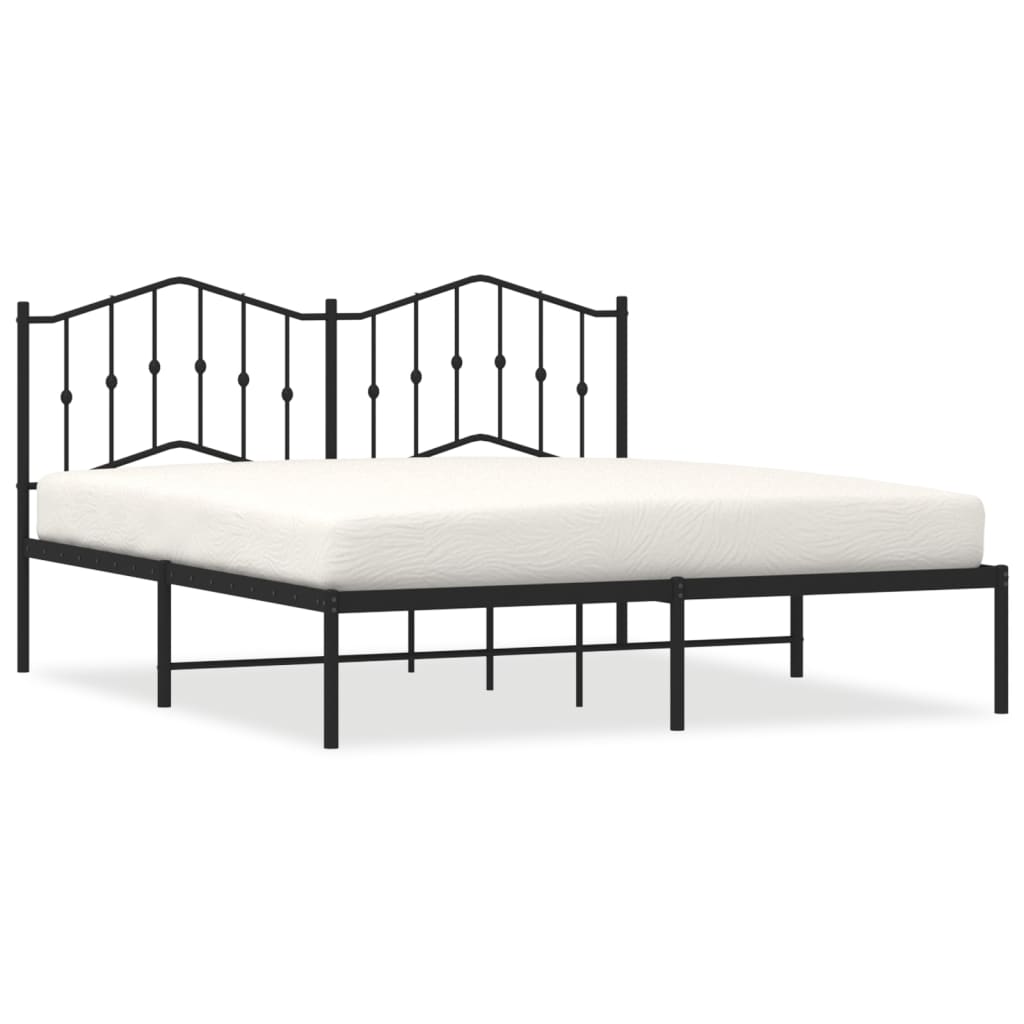 Bed frame with headboard metal black 180x200 cm