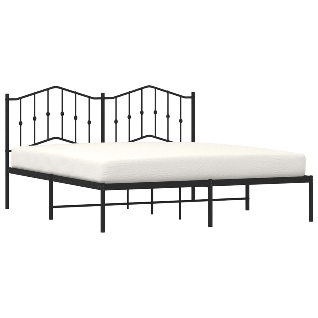 Bed frame with headboard metal black 180x200 cm