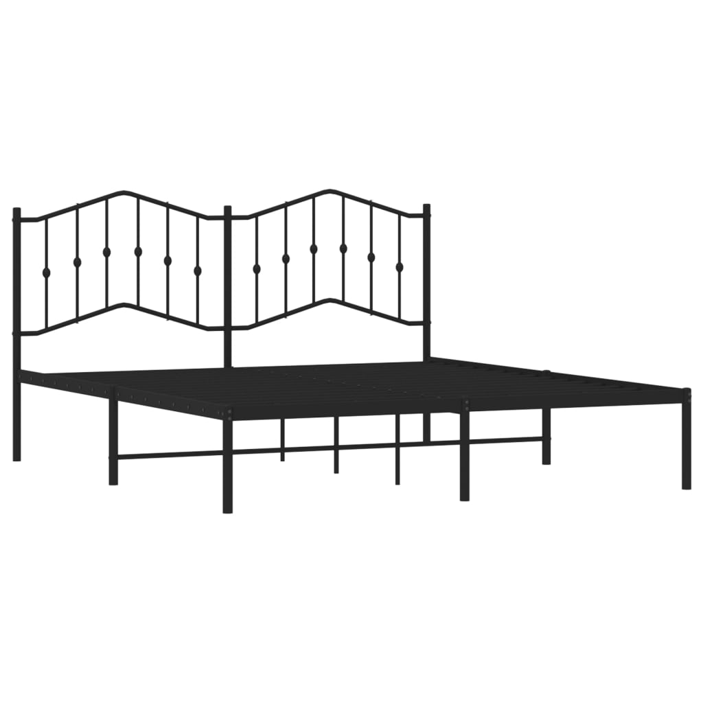 Bed frame with headboard metal black 180x200 cm